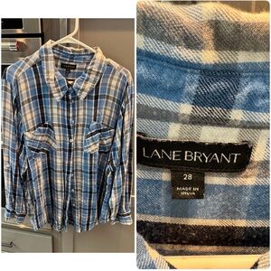 Lane Bryant Blue and White Plaid Top